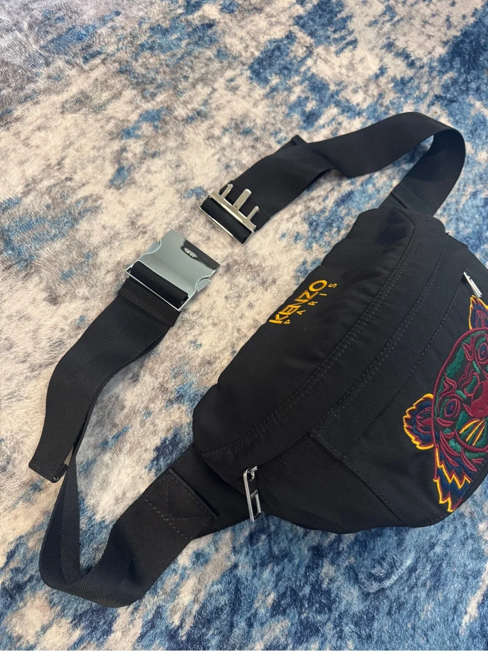 Kenzo Black Belt Bag with Multicolor Tiger Embroidery - Picture 3 of 5